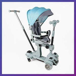 Дитячий триколісний самокат біговел із сидінням складаний Skyper BL-61020 5в1 для дітей від 1 року Синій