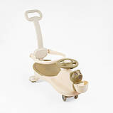 Дитяча каталка-толокар JOY SJ-849-26 з батьківською ручкою 2 в 1 Коричневий, фото 5