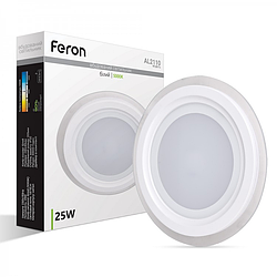 Світлодіодний світильник Feron AL2110 25W білий 5000К 1875Lm зі склом Ø240х40мм (LED панель) круг