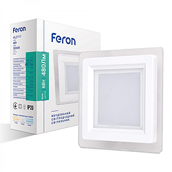 Світлодіодний світильник Feron AL2111 6W 5000K 480Lm зі склом 100х100х37мм (LED панель) квадрат