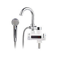 Кран-водонагрівач проточний s92 3.3 кВт для ванни вилив вухо на гайці з дисплеєм і термостатом AQUATICA