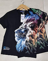 Подростковая футболка с изображением животных для мальчика подростка детские крутые футболки с Львом 9-14 лет