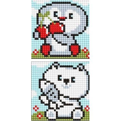 Набір з алмазною мозаїкою на магнітній основі "Пінгвін та ведмежатко" 9x9 см [tsi257193-TSI], фото 1