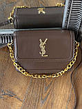 Жіноча сумка Yves Saint Laurent Solferino YSL Ів Сен Лоран коричневий клатч, фото 3