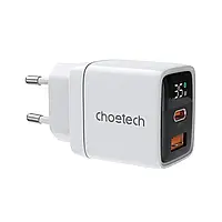 Мережевий зарядний пристрій Choetech PD6052 PD35W GAN A+C White (43-00128)