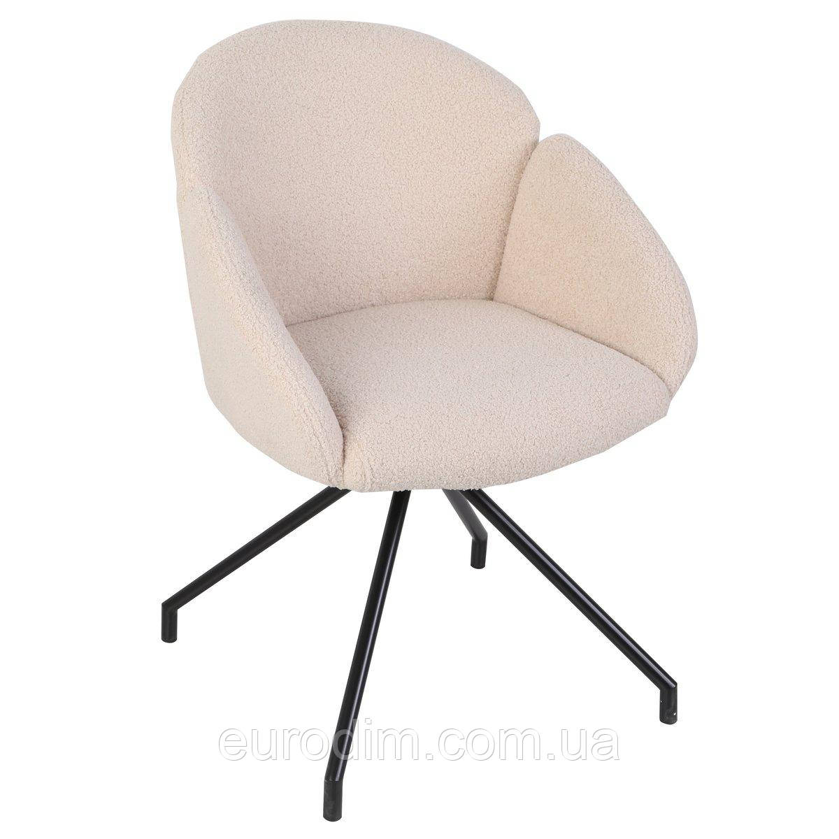 Стілець LINDA чорний каркас/кремовий Teddy