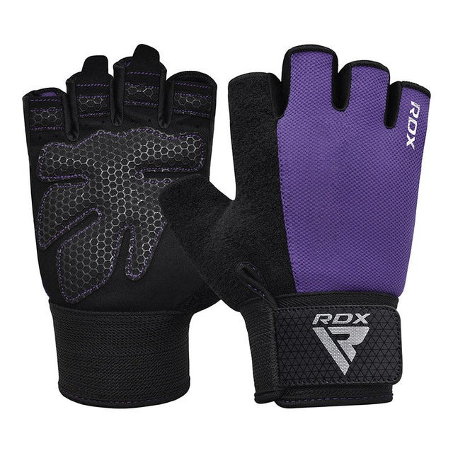 Рукавички для фітнесу RDX W1 HALF PURPLE PLUS-M