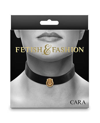 Нашийник із золотистою фурнітурою NS Novelties Fetish & Fashion, чорний, фото 2