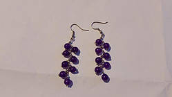 Сережки з натуральним аметистом винограду