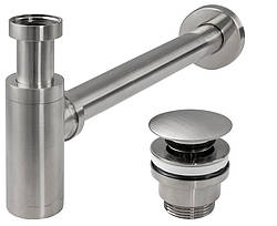 Сифон для раковини REA NICKEL BRUSHED універсальний + CLICK-CLACK *