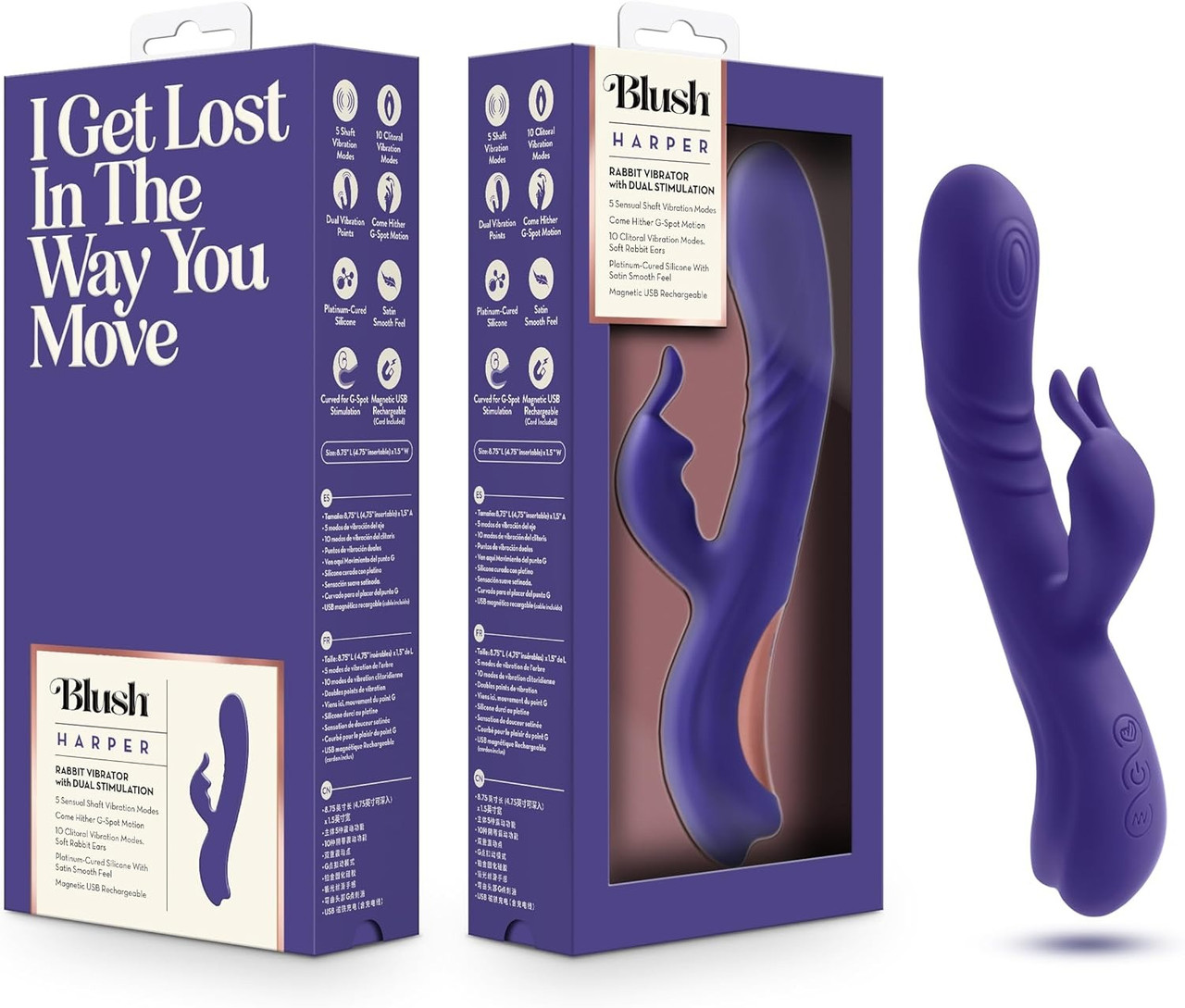 Вібратор кролик Blush Harper з G-точковою стимуляцією, синій 18+, фото 1