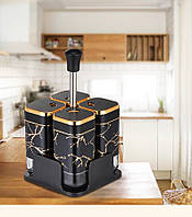 Набір для спецій ємності для зберігання спецій із 4 шт. Чорний