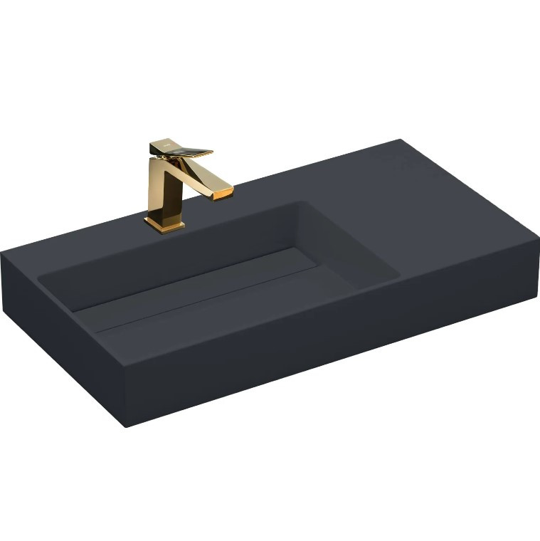 Умивальник (раковина) REA ARCHI 75 BLACK MATT накладний підвісний