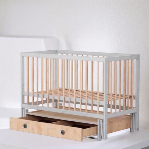 Ліжко дитяче Кузя Софія з шухлядою та маятником сірий-натуральний