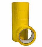 Скотч пакувальний жовтий 45 мкм 45 мм*100 м — клейка стрічка, широкий канцелярський скотч для паковання та декору, фото 4