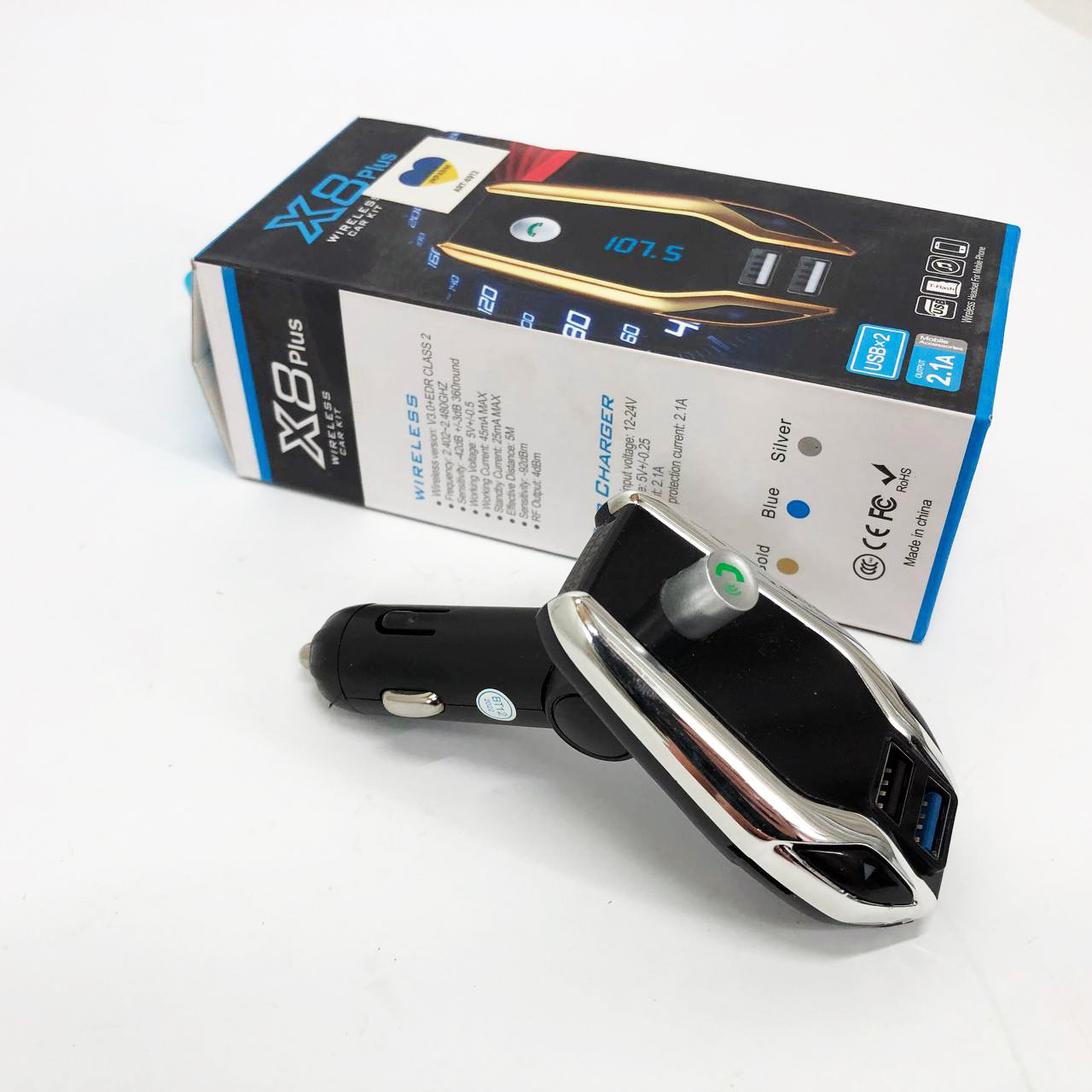 Mp3 bluetooth usb fm модуль X8 plus, Фм у прикурювач для флешки, Fm IU-302 блютуз трансмітер