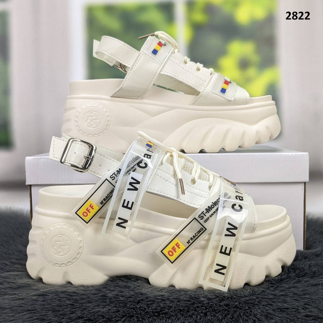 

Босоножки сандалии женские спортивные молочного цвета на высокой платформе