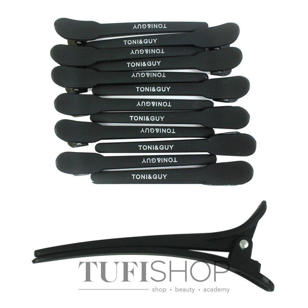

Зажимы для волос TONI&GUY 10 см пластик черный, 12 шт