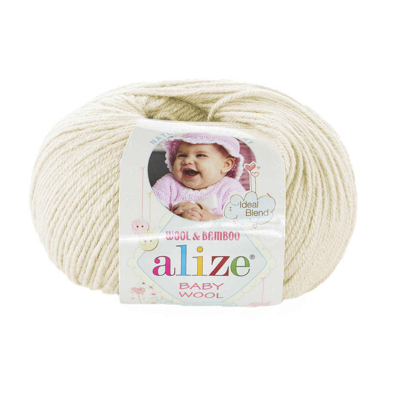 

Детская зимняя пряжа Ализе BABY WOOL кремового цвета