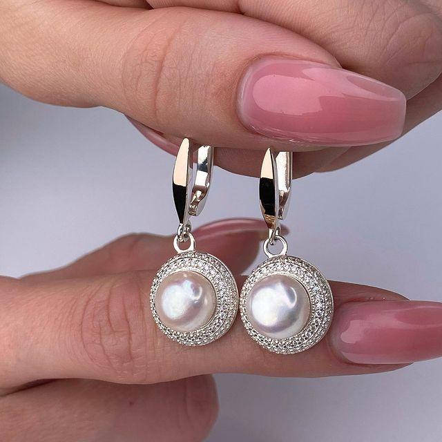 

Серьги серебряные с жемчугом и золотыми накладками