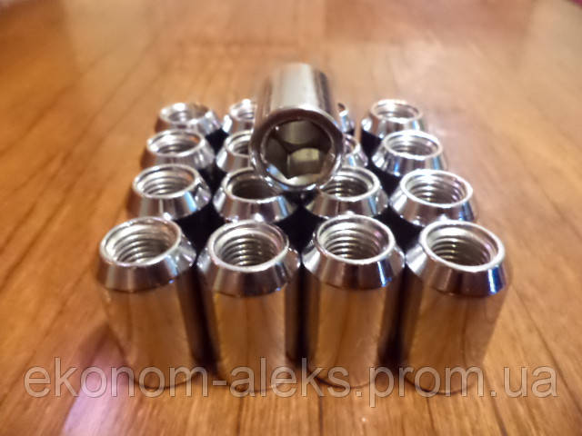 

Гайка Cr M12X1,50 Хром высота 30 мм Конус, внутр. 12мм шестигран., D=20мм