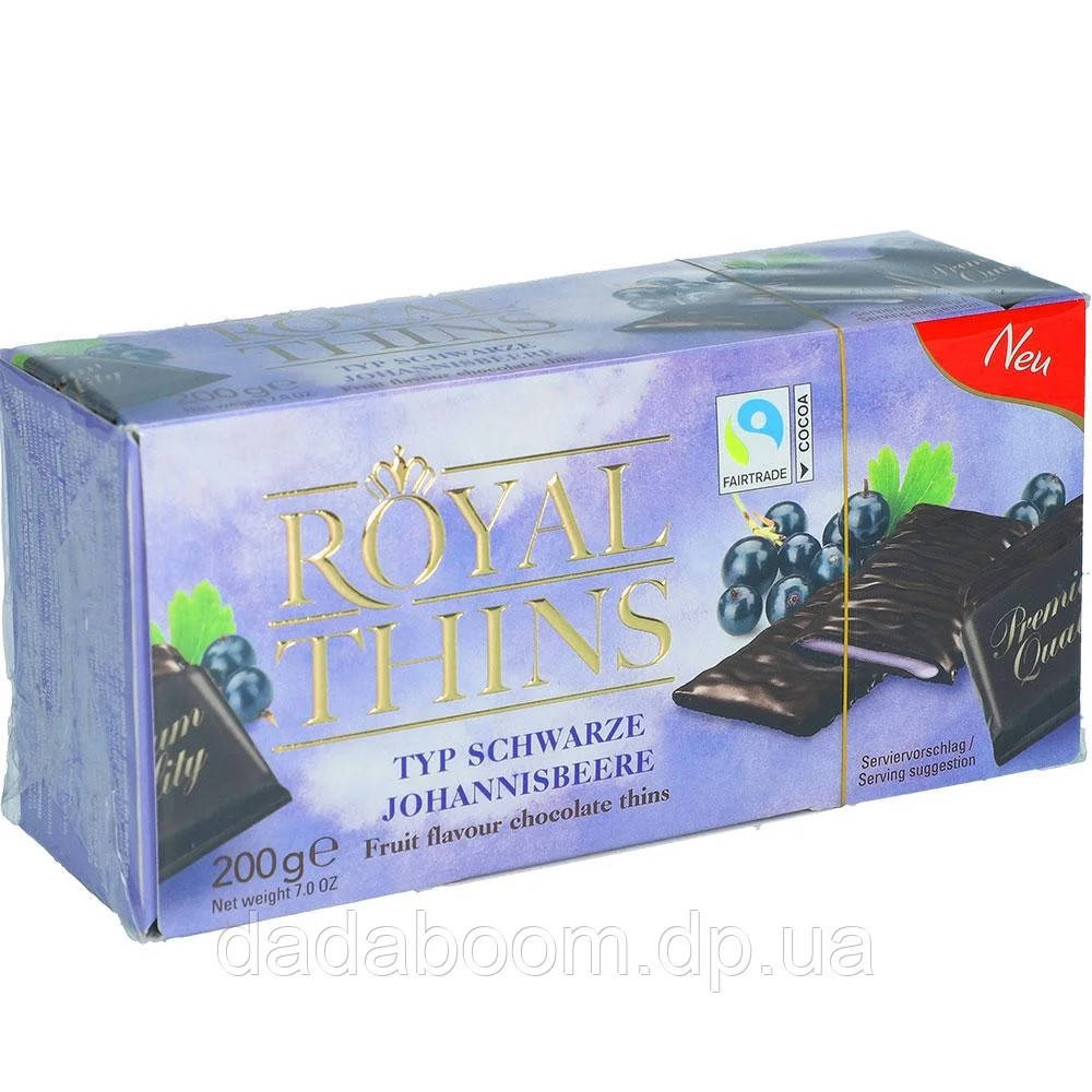 

Конфеты шоколадные Royal Thins с черной смородиной 200 г Германия