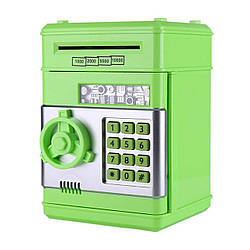 Дитяча електронна скарбничка-сейф з кодовим замком та купюроприймачем, Зелений / Іграшковий розвиваючий банкомат