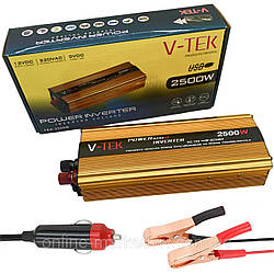 Автомобільний інвертор від прикурювача 2500W, USB, 12V-220V, V-TEK / Перетворювач напруги
