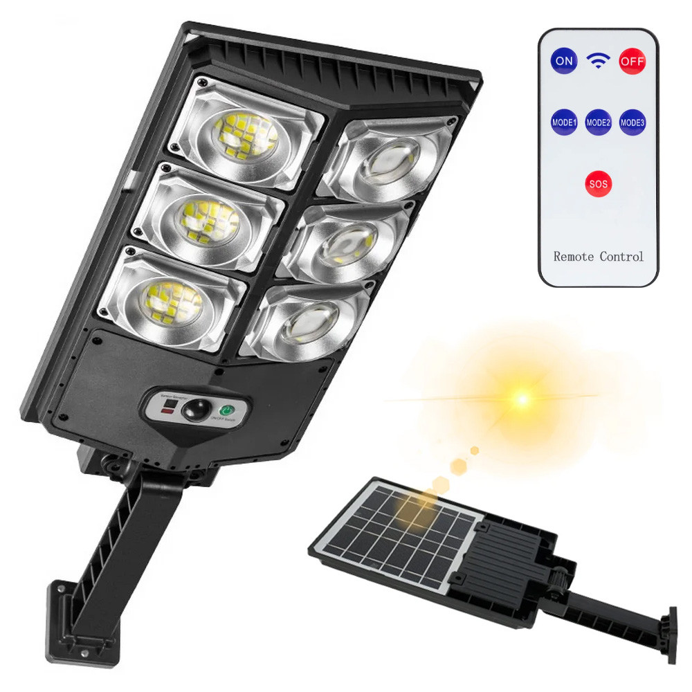 Вуличний ліхтар на сонячній батареї з датчиком руху 180LED, W789A-3 / Світильник на стовп, фото 1