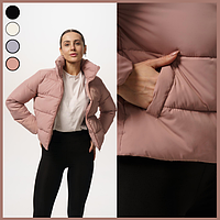 Жіночий короткий осінній пуховик, Практична весняна курточка пудрова, Стильні куртки на весну