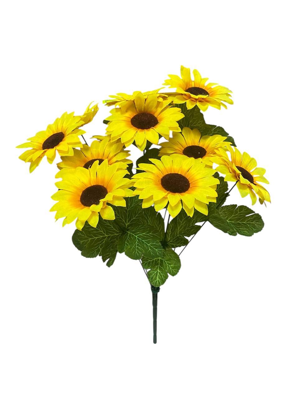 Букет штучних квітів Соняшнику, 11 головок, жовтий, 500 мм, фото 1