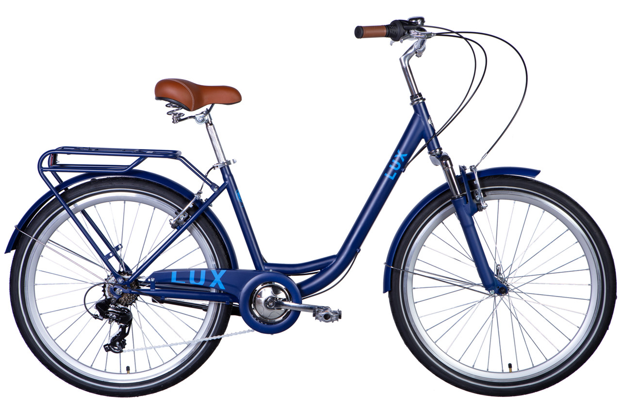 Велосипед ST 26" Dorozhnik LUX Vbr FR рама-17" синій з блакитним (матовий) 2025 крила, крило пер., крило зад., підніжка, дзвоник