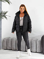 Куртка коротка зимова з капюшоном, фото 4