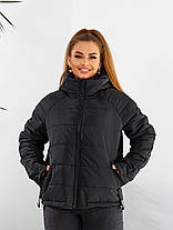 Куртка коротка зимова з капюшоном, фото 3