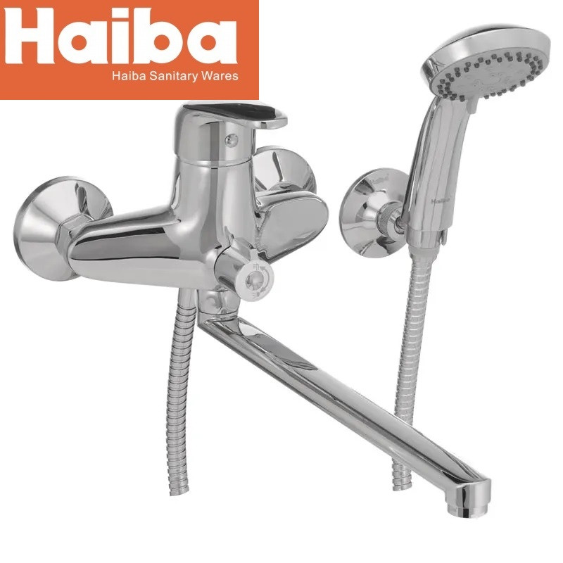 Змішувач для ванни Haiba Magic 006 з чорною ручкою латунь з довгим виливом