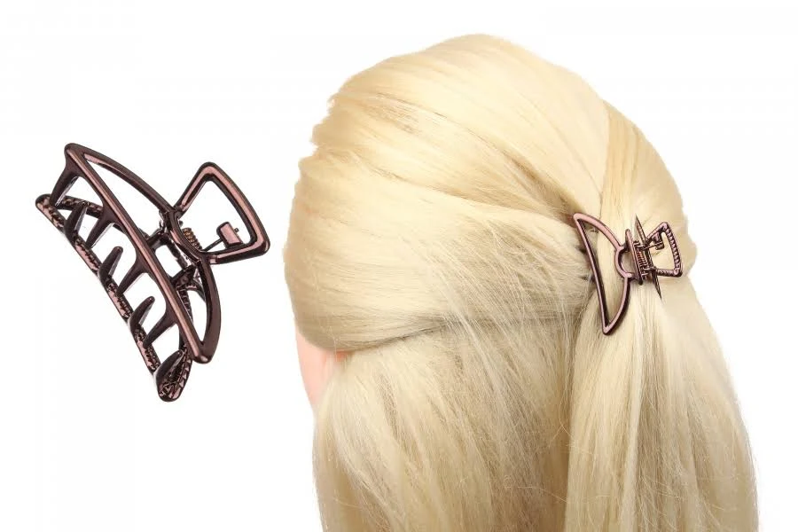 Заколка краб для волосся метал Fashion 10 коричневий 5 см (1-165609)