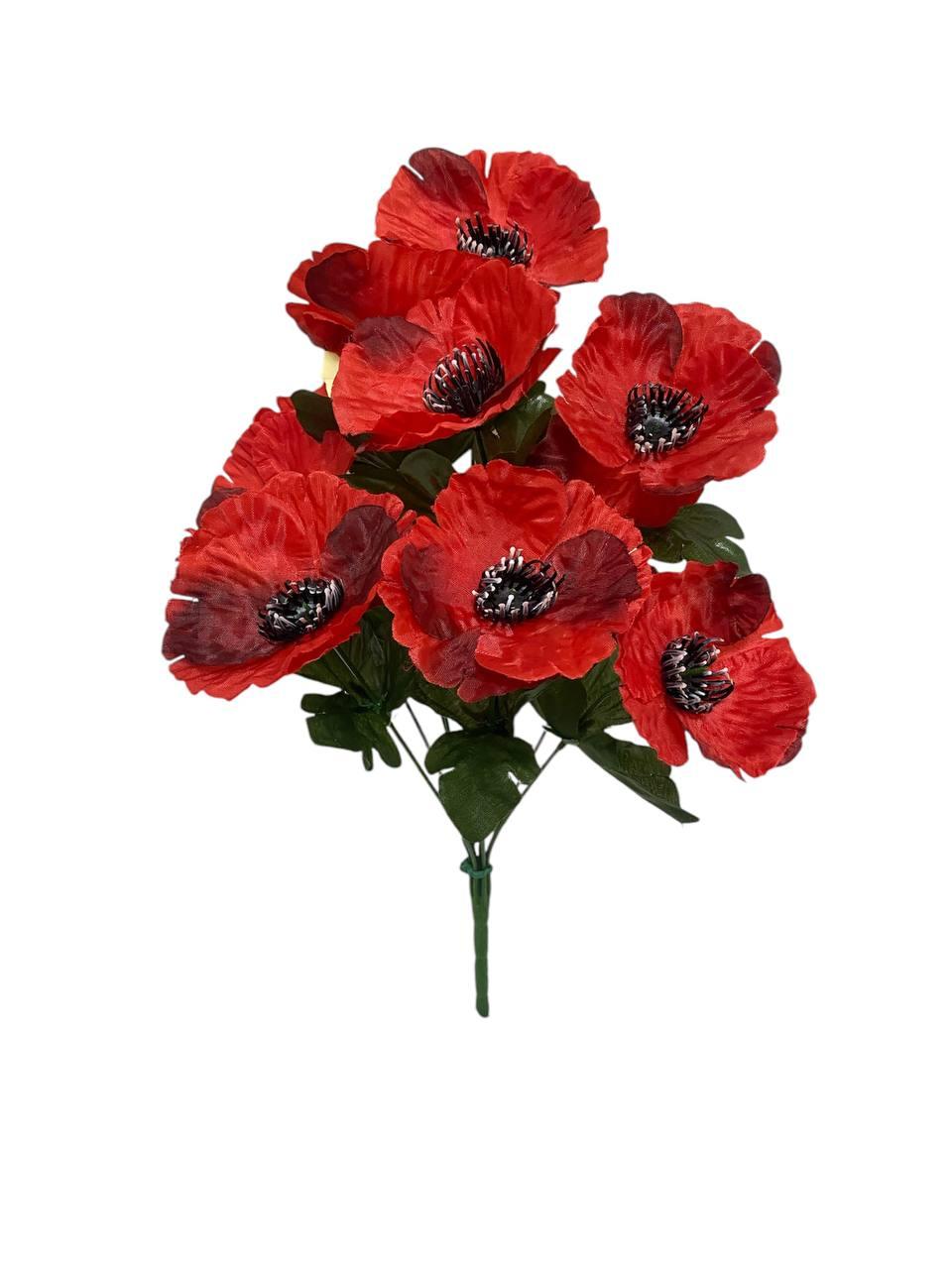 Штучний букет "Мак" 9 голів , 390мм, колір червоний, фото 1