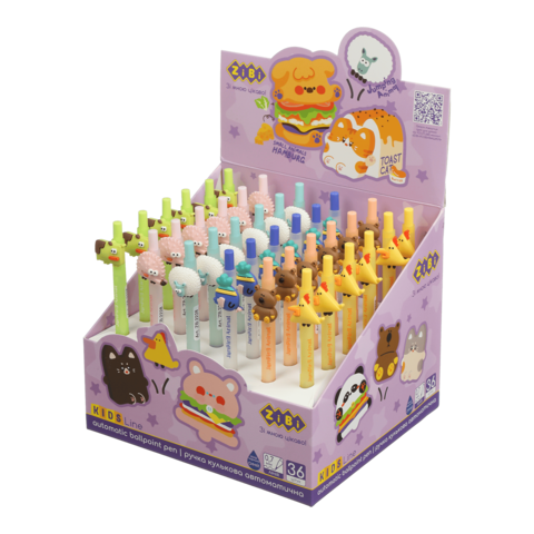 Ручка кулькова автоматична ZB.2228 JUMPING ANIMALS синя 0,7мм (36)
