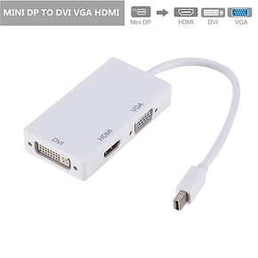 Перехідник 3в1 mini displayport thunderbolt hdmi vga dvi для MacBook Білий, фото 1