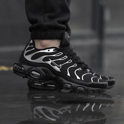 Чоловічі Кросівки Nike Air Max TN Plus Black Silver / Найк Аїр Макс ТН Плюс Чорні з Сріблястим та Зеленим, фото 1