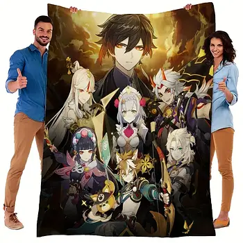 Плюшевий плед ковдру Genshin Impact Геншин Імпакт 150х200 см