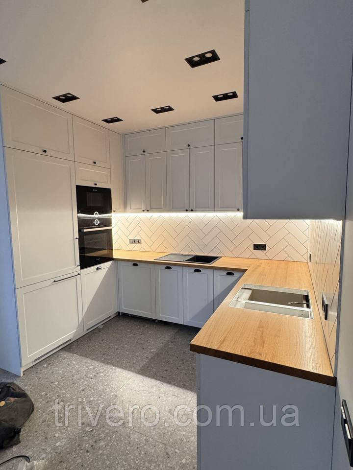 Кутова дерев'яна стільниця для кухні, фото 1