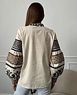 Жіноча вишиванка ESQ 5855 з чорним орнаментом, біла вишита блуза, фото 4
