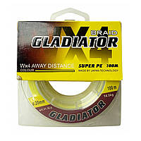 Шнур Gladiator - Yellow - 100м - 14,5кг - 0,2мм