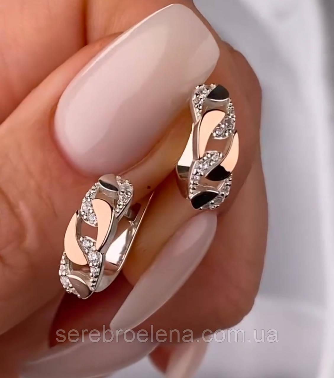 Срібні сережки з золотими пластинами 1457.50, фото 1