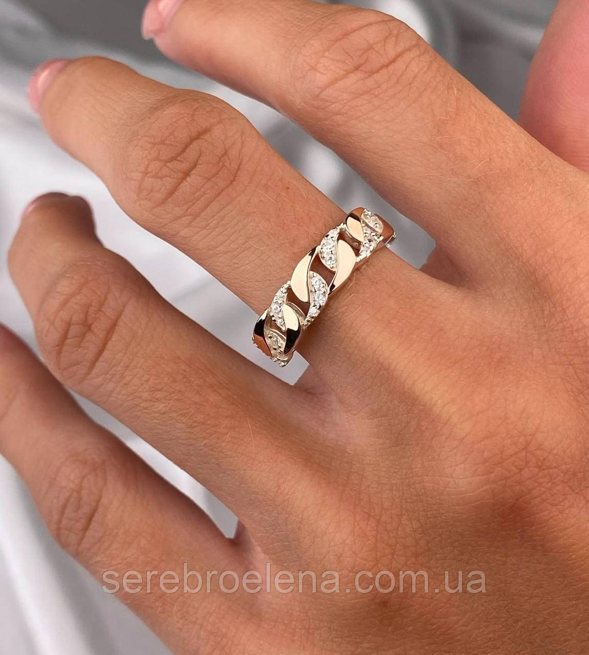 Срібне кільце з вставками із золота 1457.10, фото 1