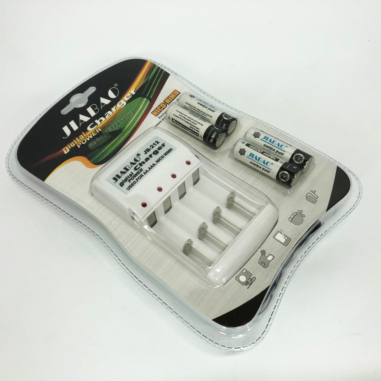 Зарядний пристрій для акумуляторів АА та ААА, Jiabao JB-212 + 4 акумулятори ААА KO-61, фото 1
