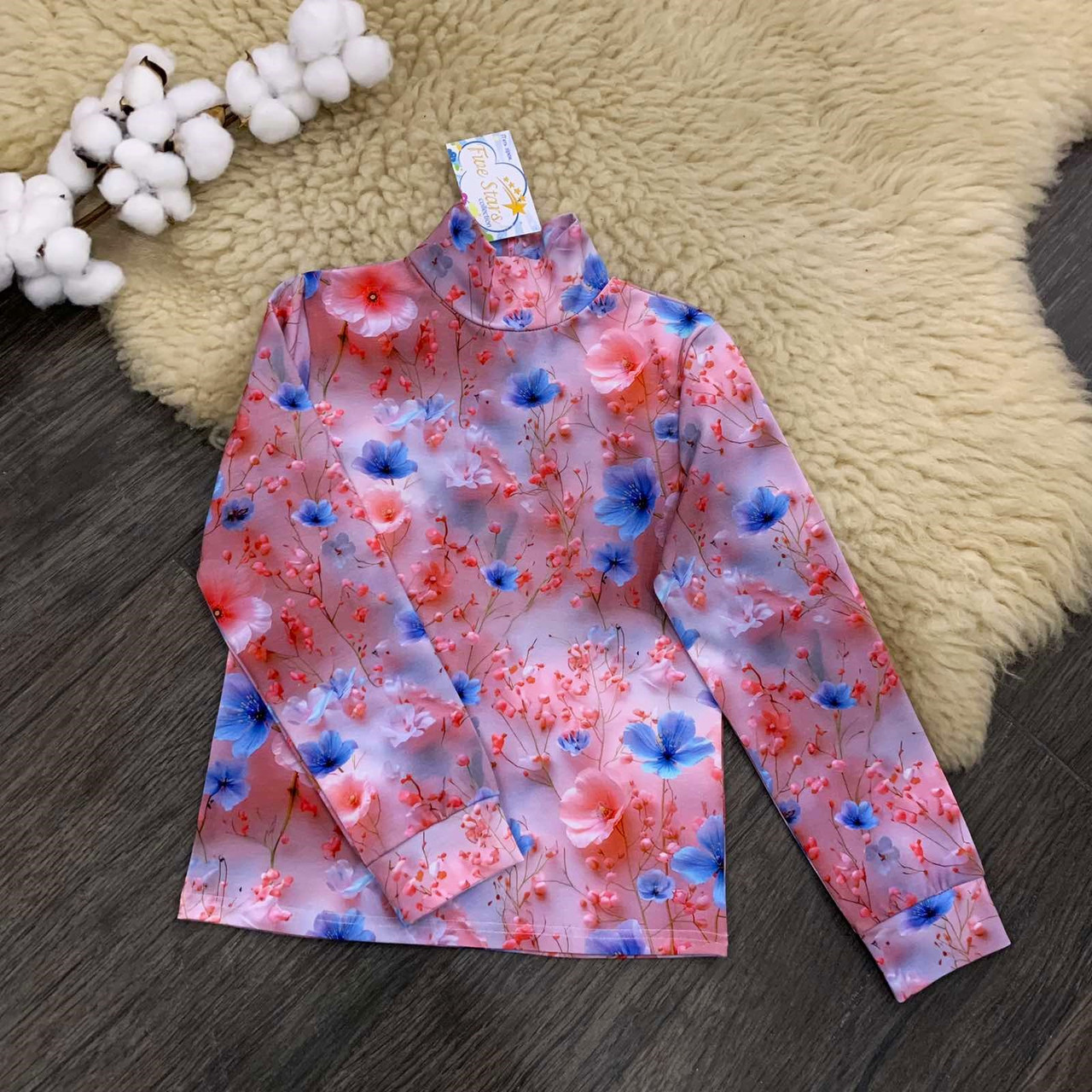 Дитяча водолазка — гольф рожево-голубі квіти Five Stars 10898-134р