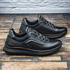 Чоловічі шкіряні кросівки (натуральна шкіра) чорні кроси, чоловіче взуття весна осінь, розмір 40 41 42 43 44 45, фото 5