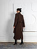 Жіноче тепле трендове шоколадне пряме зимове пальто максі з поясом, шліцом, фото 9